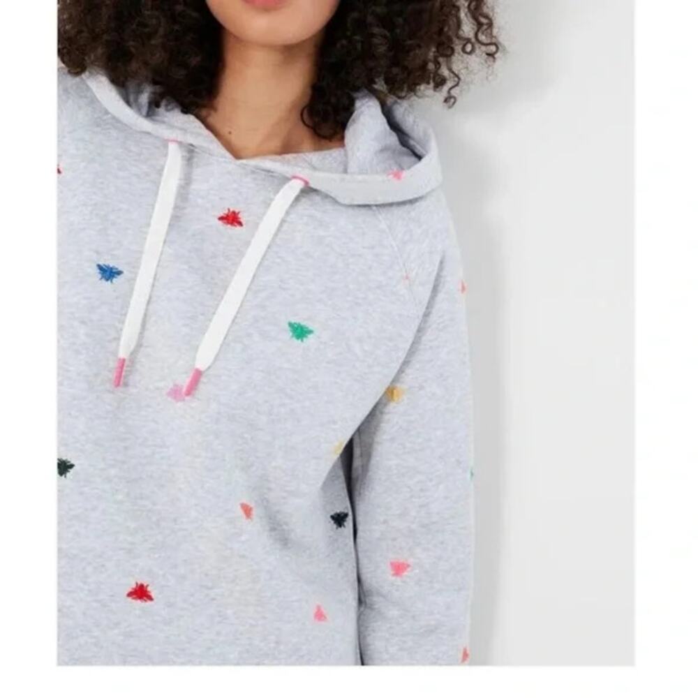 Joules Rainbow Bee Rowley Raglan Hooded Sweatshirt Gray Size 4 - Picture 4 of 12